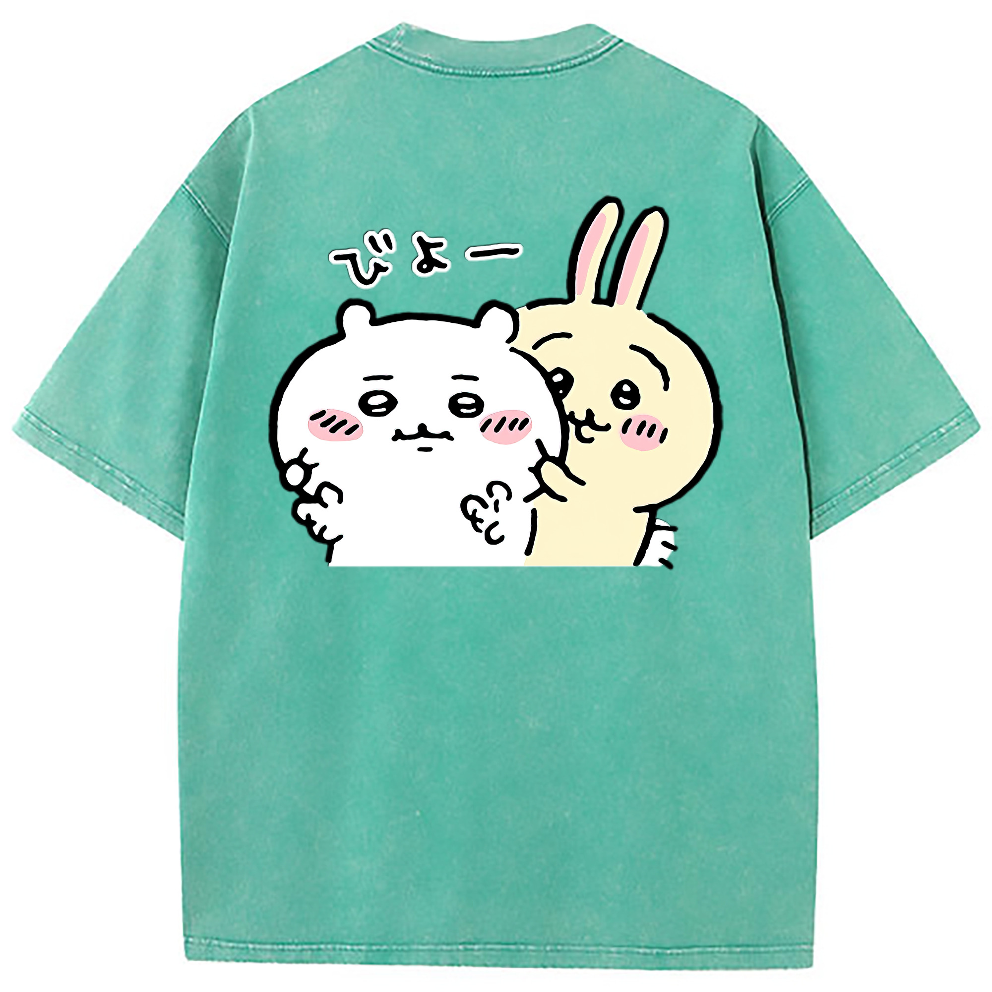 （画像用） ちいかわ うさぎ Chii-kawa usagi 綿100% ヴィンテージ風 半袖Tシャツ（背面プリント）